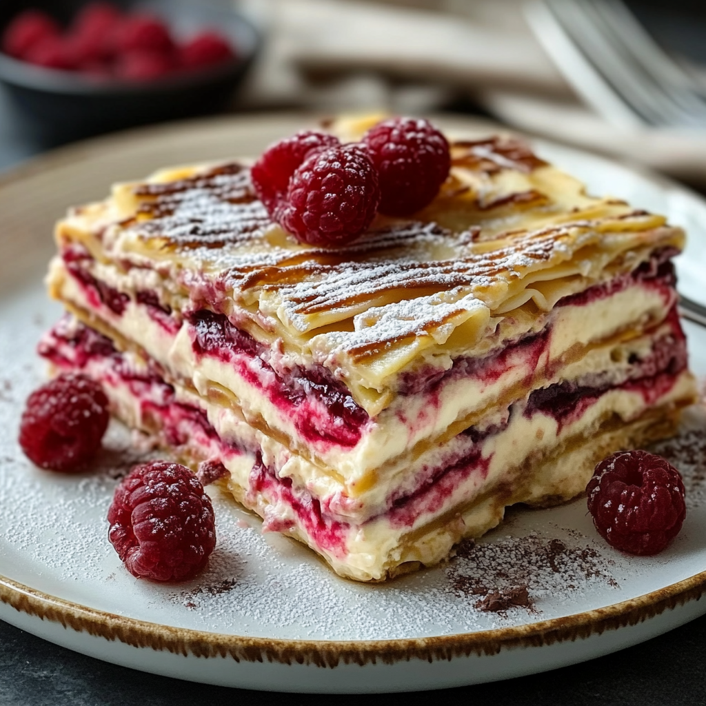 Lasagne Chocolat Blanc Framboise depuis recettemoderne