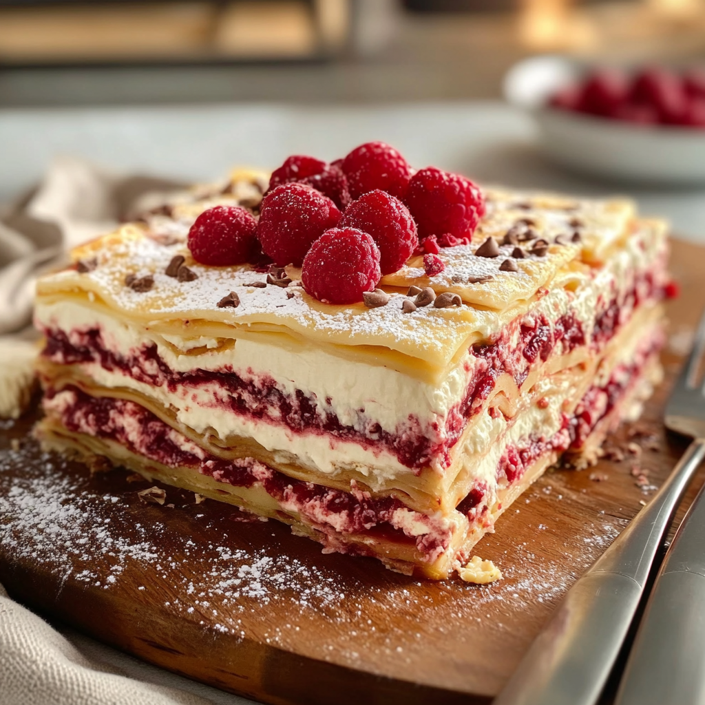 Lasagne Chocolat Blanc Framboise depuis recettemoderne