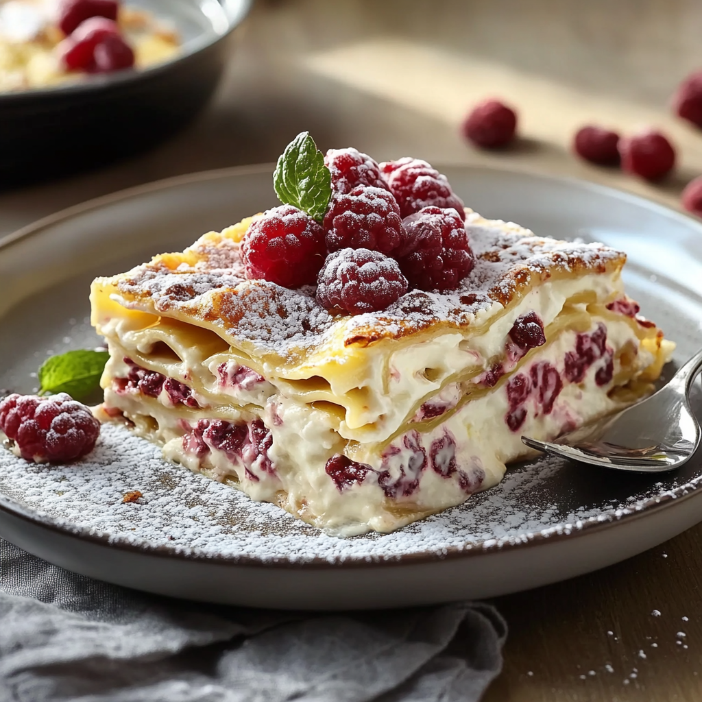 Lasagne Chocolat Blanc Framboise depuis recettemoderne