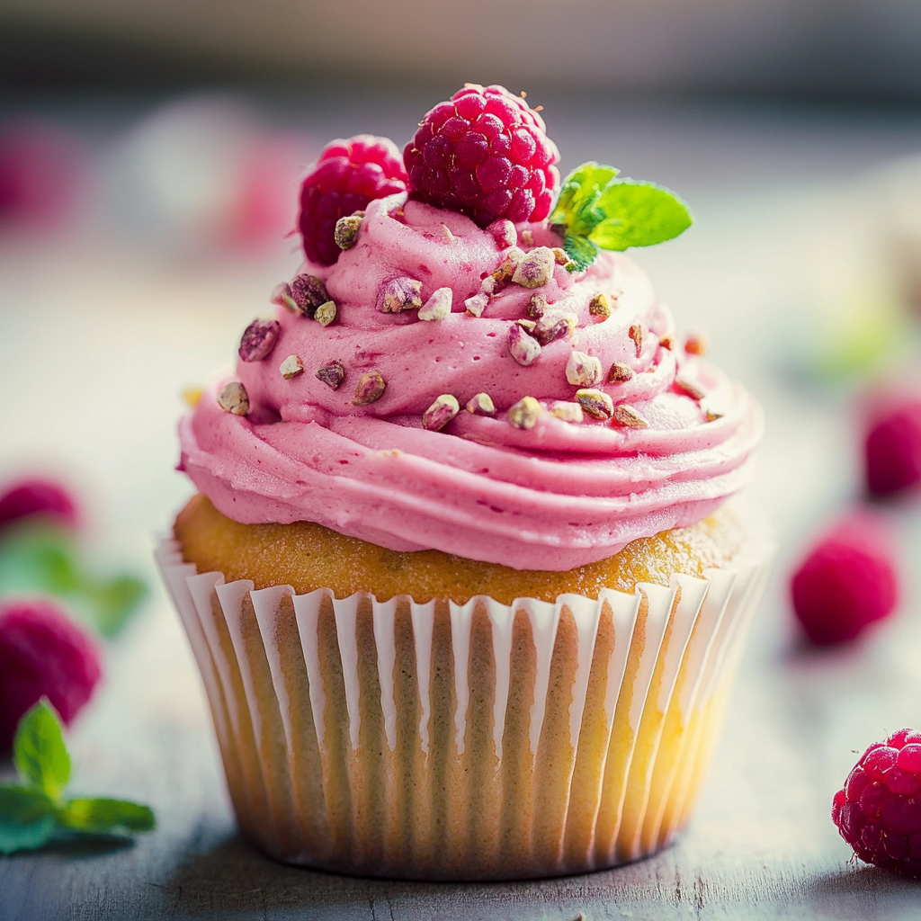 Cupcake Pistache Framboise depuis recettemoderne