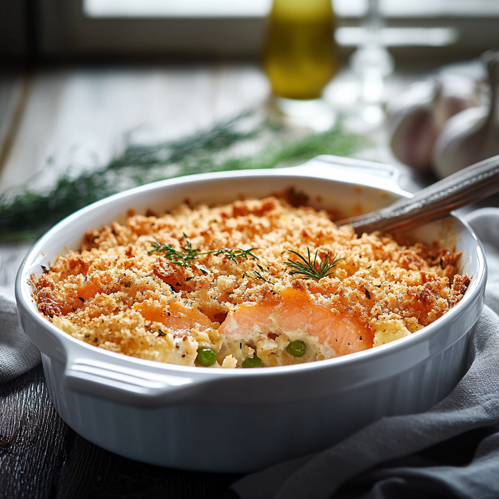 Crumble saumon-poireau depuis recettemoderne