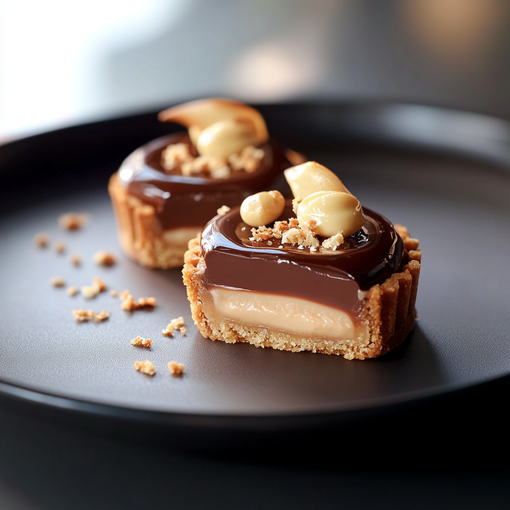 mini Tartelettes de Vanille, Cacahuète et Chocolat depuis recettemoderne