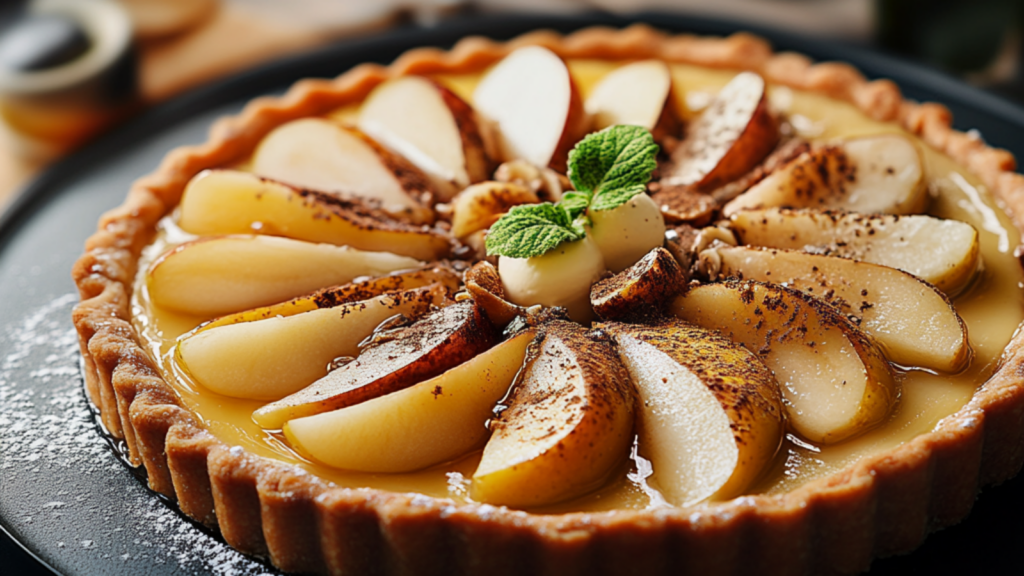 Tarte aux poires et noisettes depuis recettemoderne