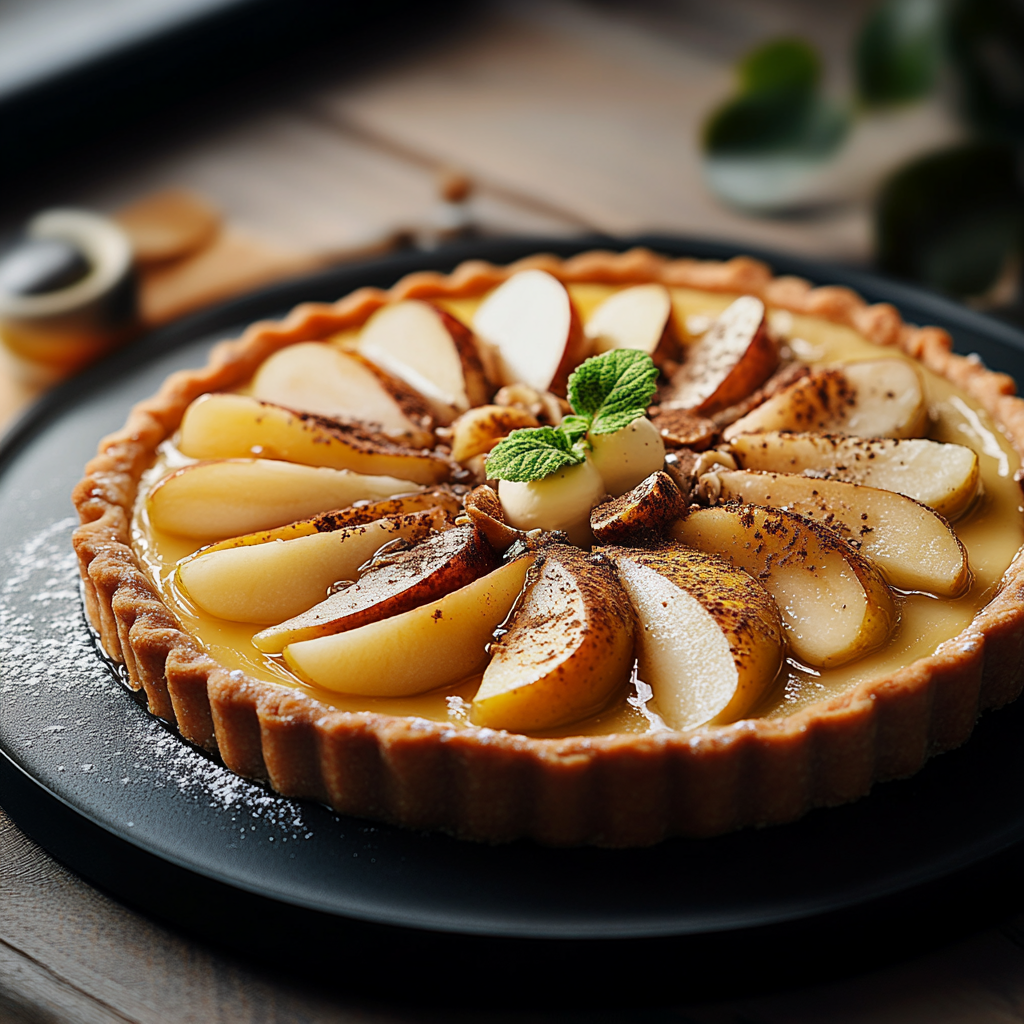 Tarte aux poires et noisettes depuis recettemoderne