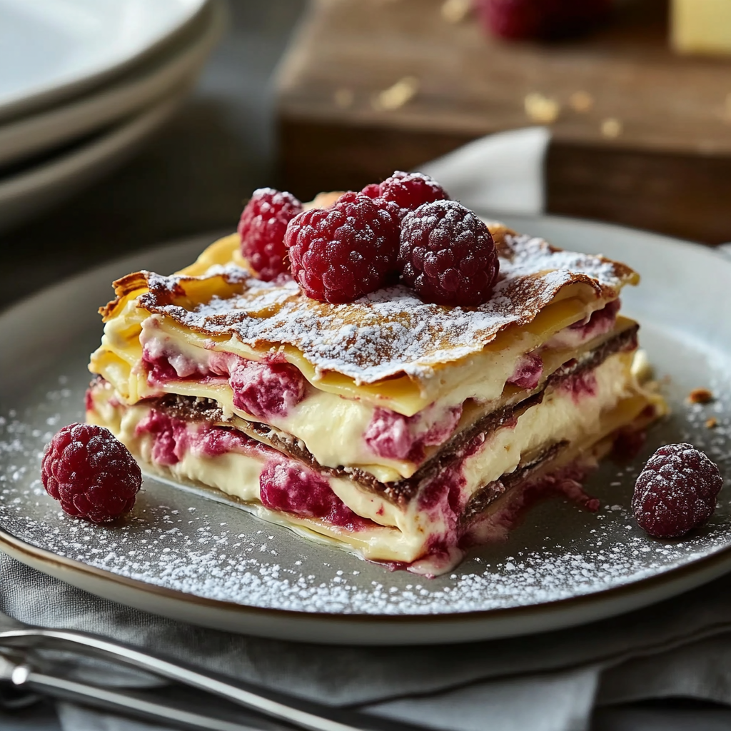 Lasagne Chocolat Blanc Framboise depuis recettemoderne