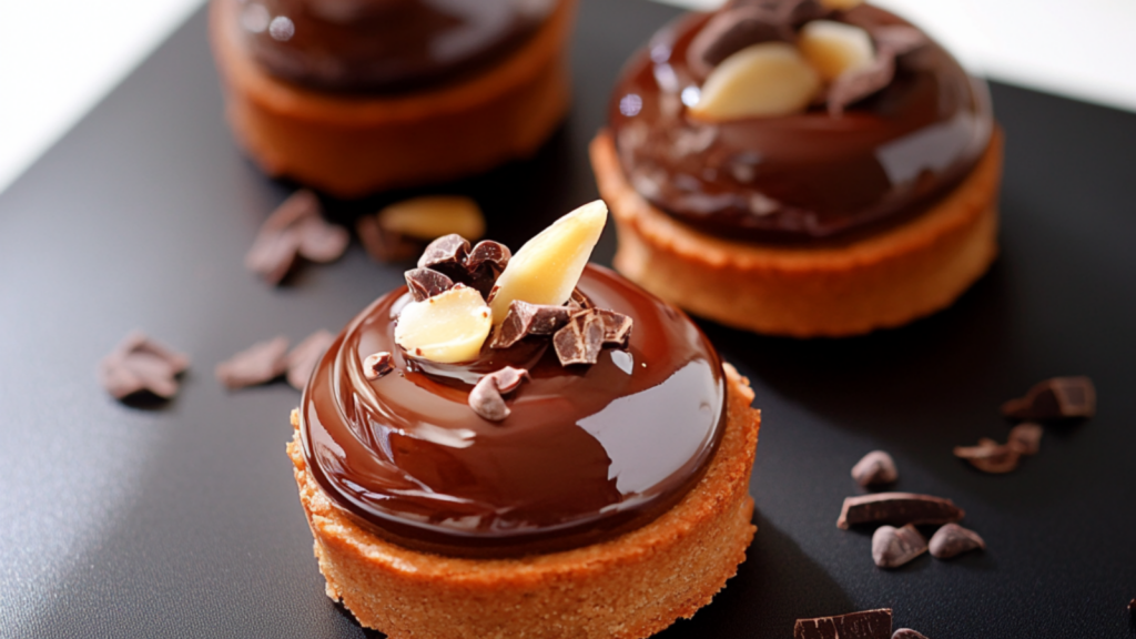 mini Tartelettes de Vanille, Cacahuète et Chocolat depuis recettemoderne