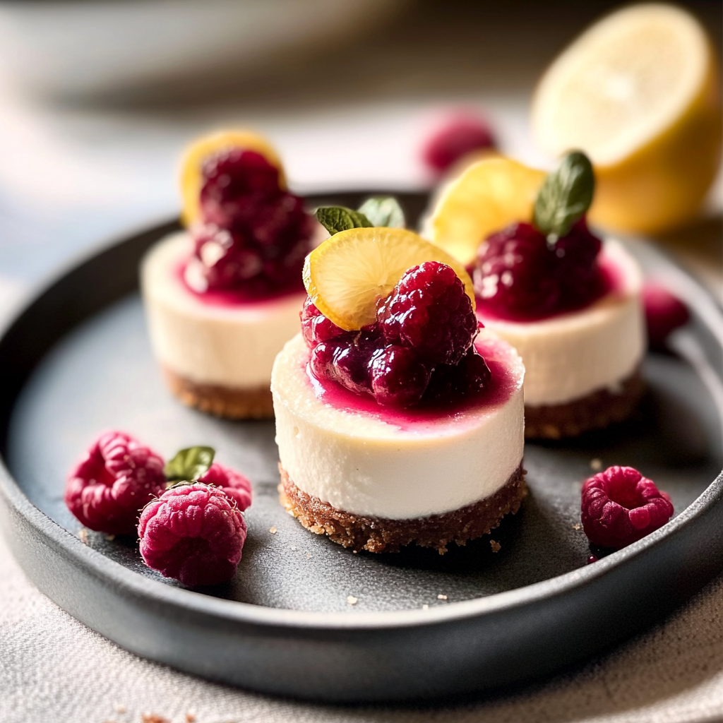 Mini cheesecakes au citron et à la framboise depuis recettemoderne
