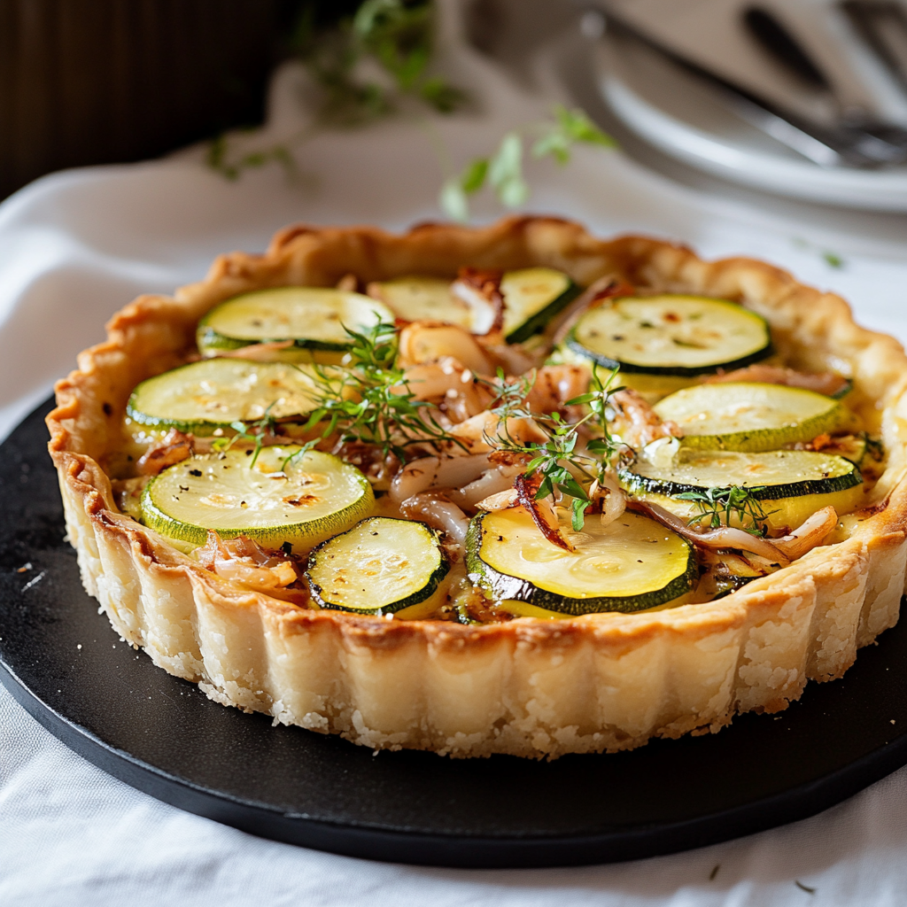 Tarte salée aux courgettes et au thon depuis recettemoderne