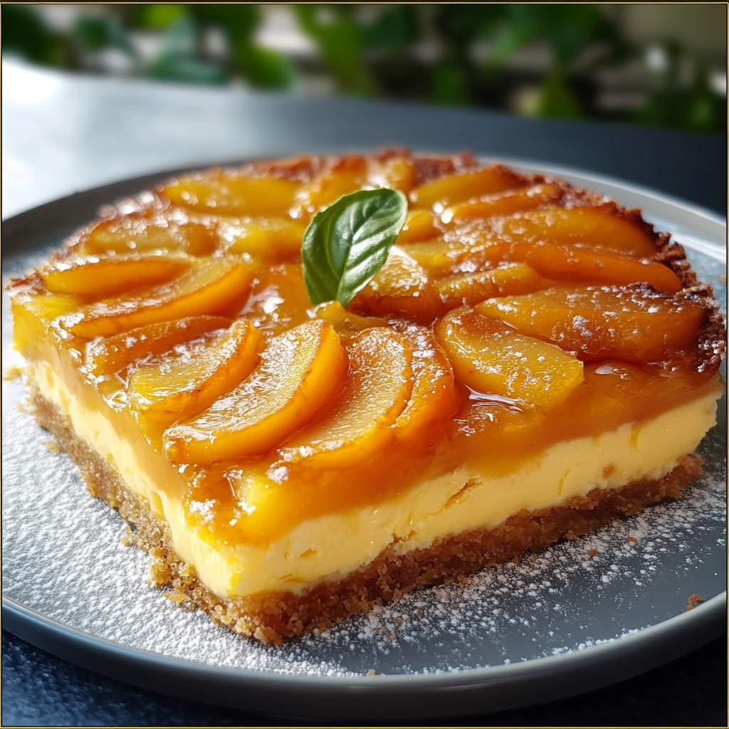 Gâteau au fromage et aux pêches depuis recettemoderne