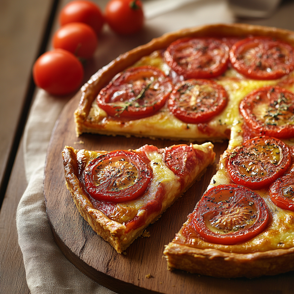 Tarte fine aux tomates et comté depuis recettemoderne