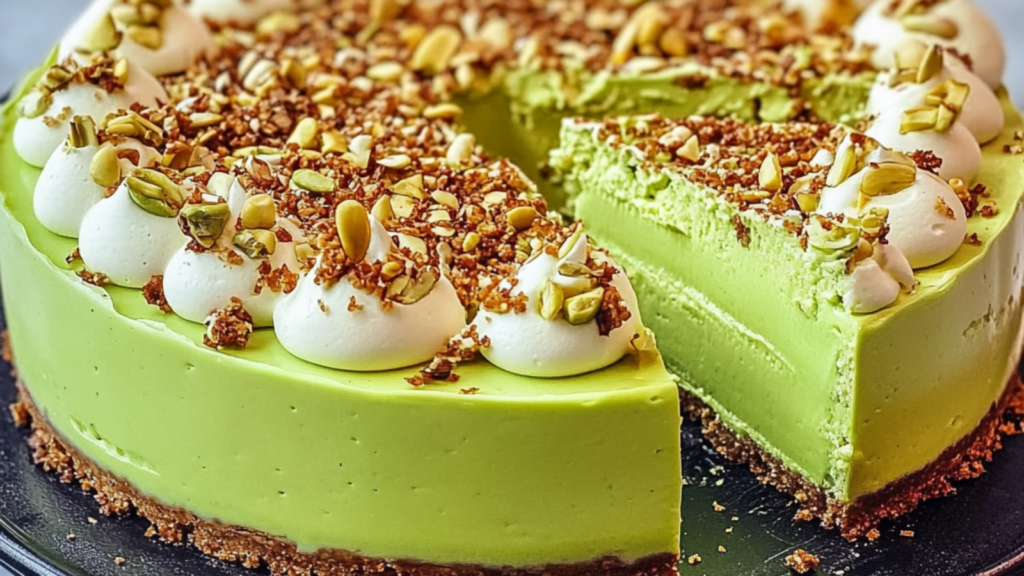 Cheesecake sans cuisson à la pistache depuis recettemoderne