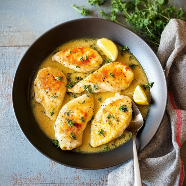 Escalopes de poulet au thym et citron - Simple et Savoureuse