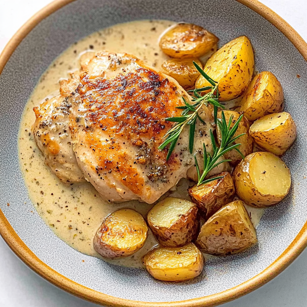 Poulet moutarde pommes de terre depuis recettemoderne