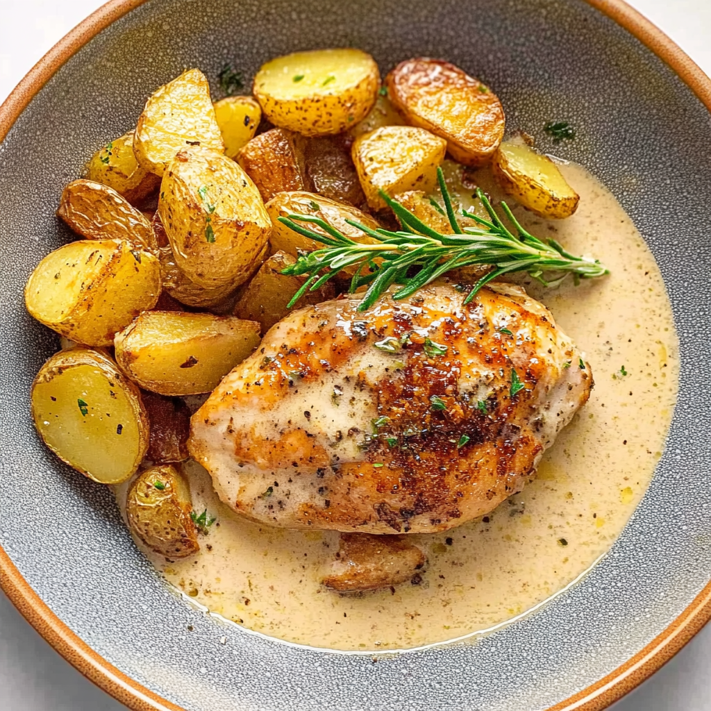 Poulet moutarde pommes de terre depuis recettemoderne