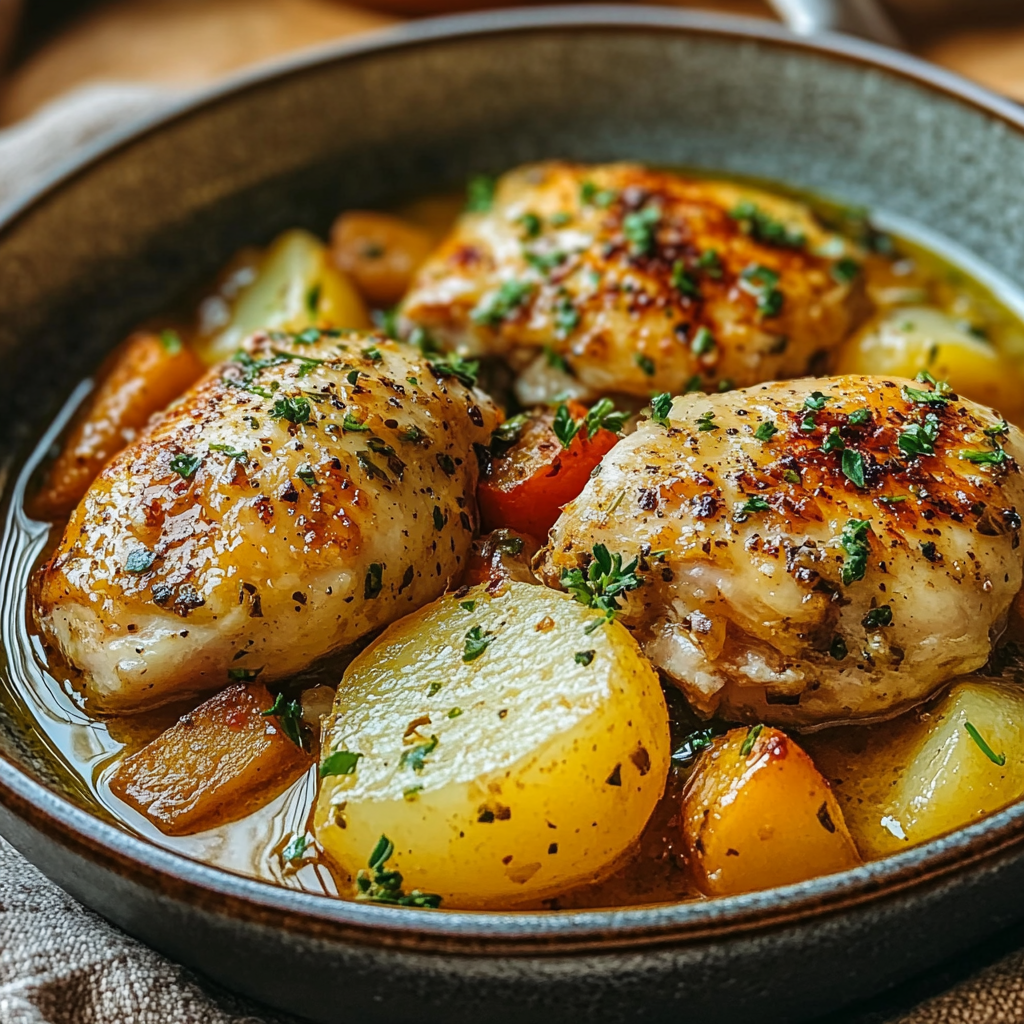 Poulet moutarde pommes de terre depuis recettemoderne