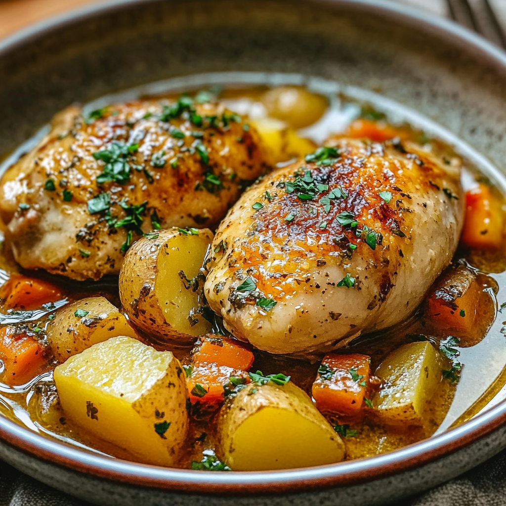 Poulet moutarde pommes de terre depuis recettemoderne