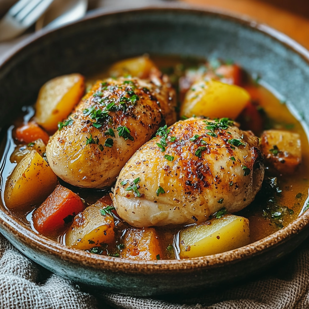Poulet moutarde pommes de terre depuis recettemoderne