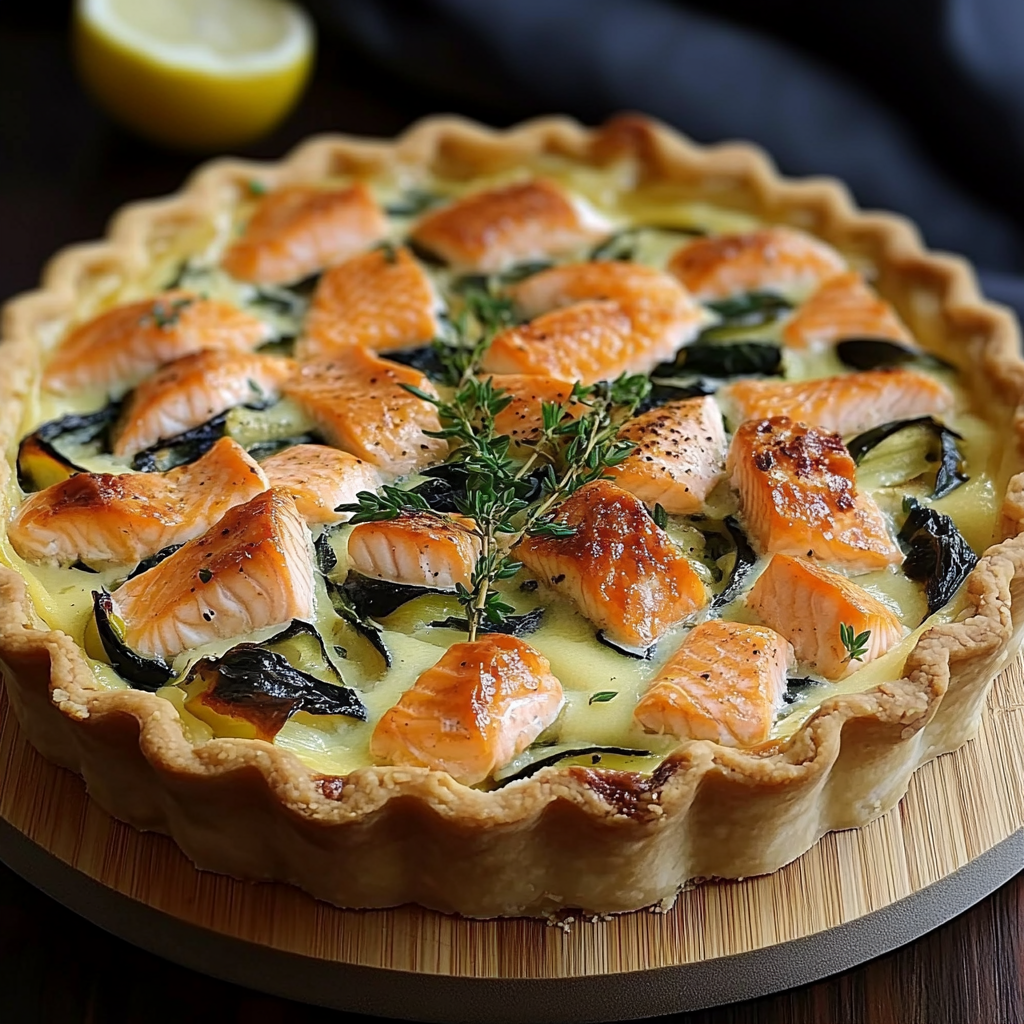 Tarte au saumon fumé et épinards depuis recettemoderne