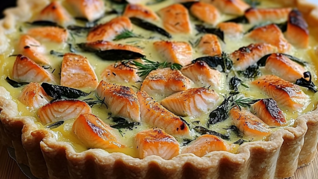 Tarte au saumon fumé et épinards depuis recettemoderne