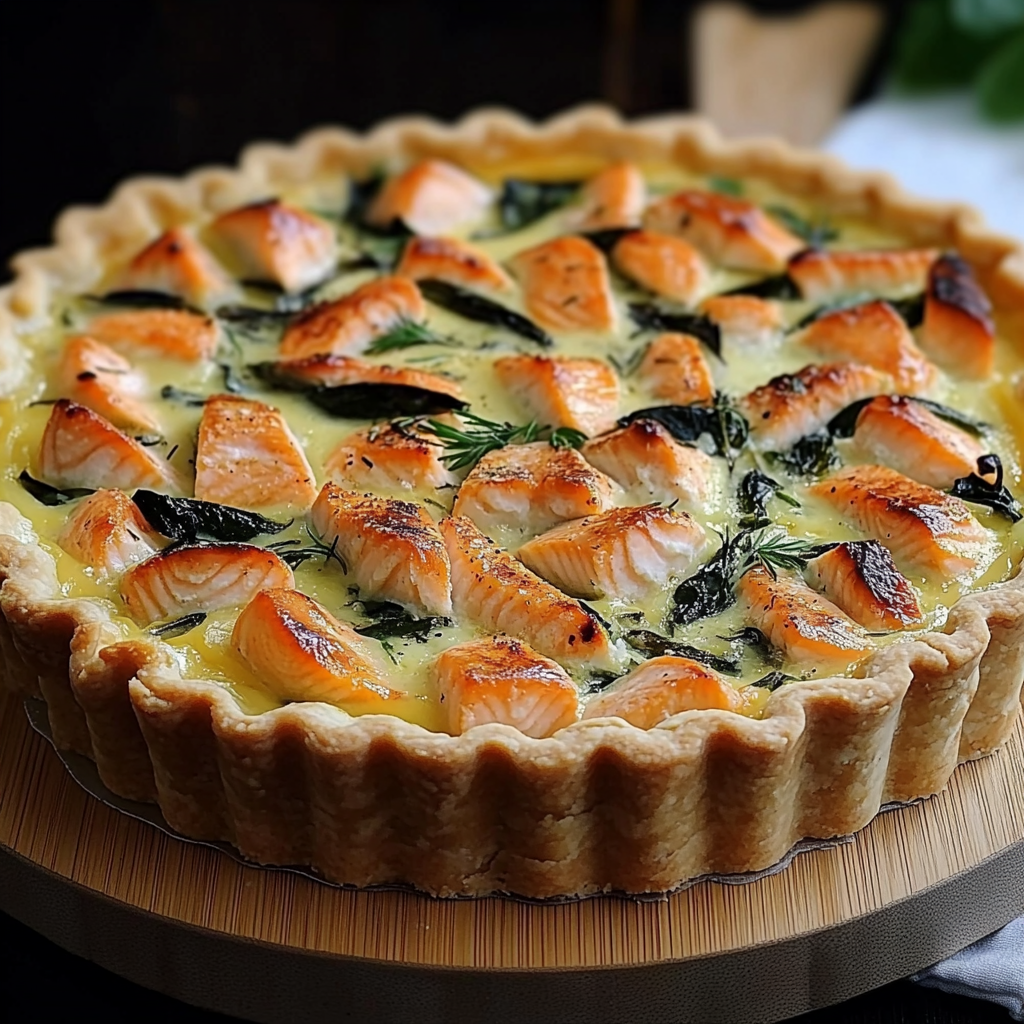 Tarte au saumon fumé et épinards depuis recettemoderne