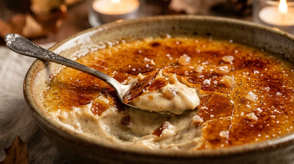 Crème Brûlée Fondante à la Châtaigne & Éclats de Marrons Glacés