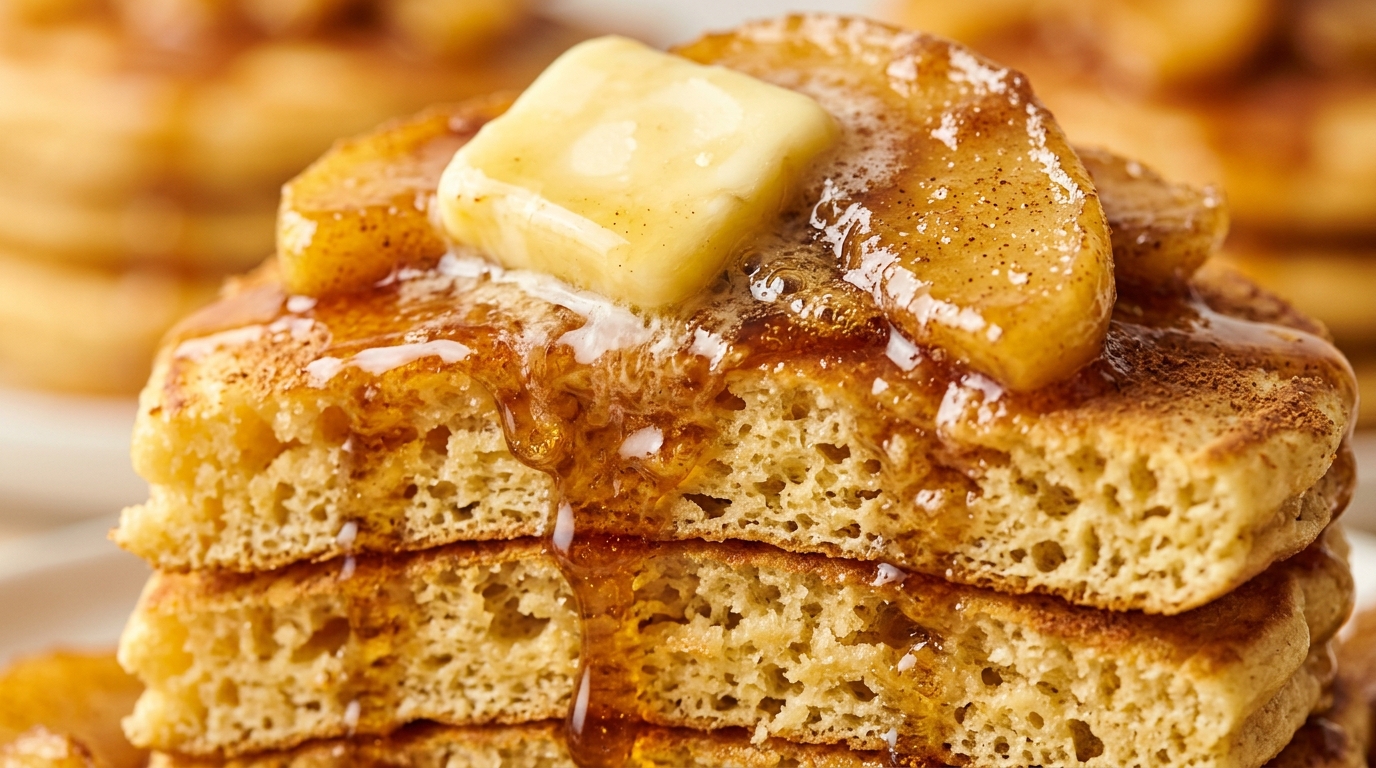 Pancakes Épais aux Pommes Caramélisées, Sirop d'Érable & Cannelle