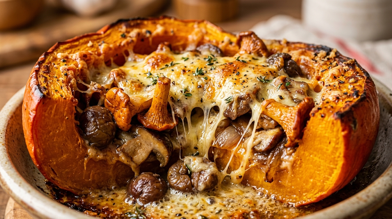 Potimarron Farci aux Champignons Sauvages, Châtaignes & Comté AOP : Le Festin d'Automne