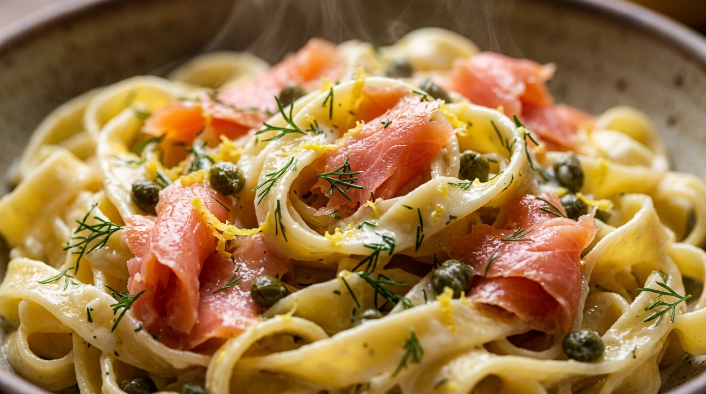 Tagliatelles Fraîches au Saumon Fumé & Crème d'Aneth Citronnée
