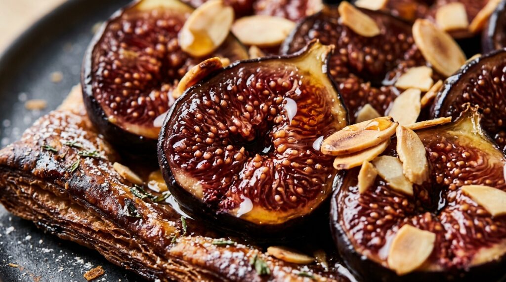 Tarte Fine aux Figues Rôties, Amandes Effilées & Miel de Châtaignier